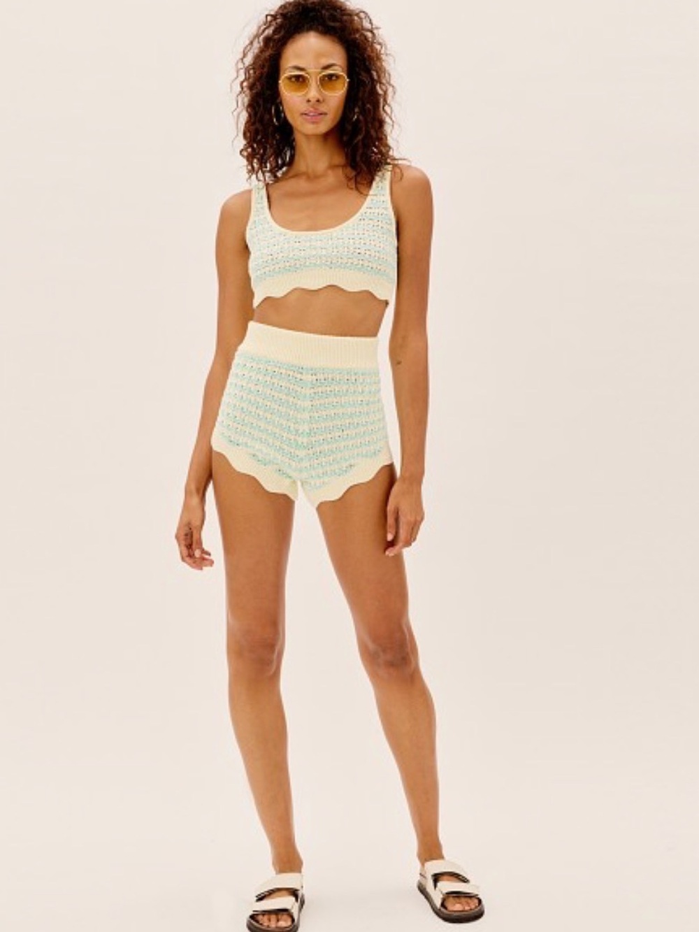 🍋 For Love And Lemons Lizzy Stripe Knit Set in Mint